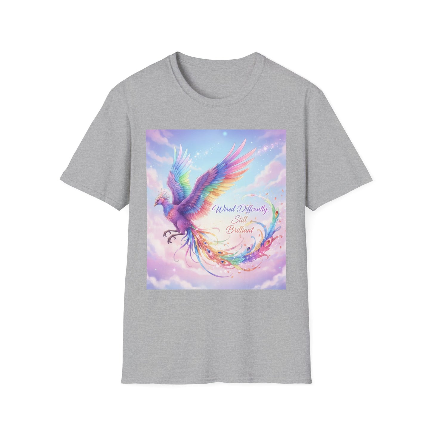 Wired Differently Still Brilliant T-Shirt | ADHD Autism Pride Tee, Rainbow Phoenix Anime Top, Neurospicy Fantasy Shirt”