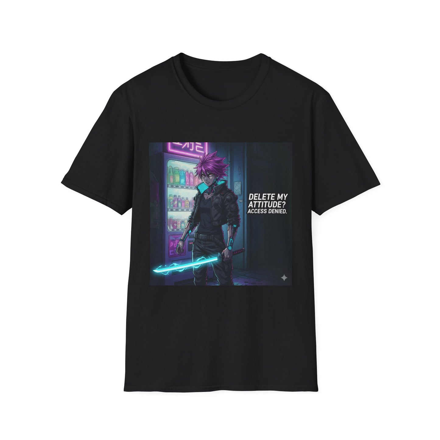 Cyberpunk Samurai T-Shirt – “Delete My Attitude? Access Denied.” | Futuristic Anime Streetwear
