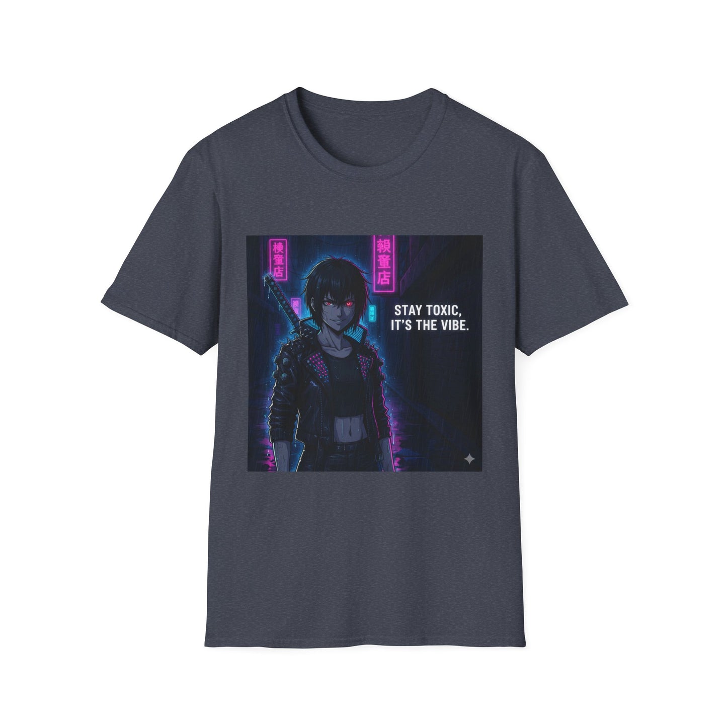 Cyberpunk Samurai T-Shirt – “Stay Toxic, It’s the Vibe” | Dark Anime Streetwear Graphic Tee