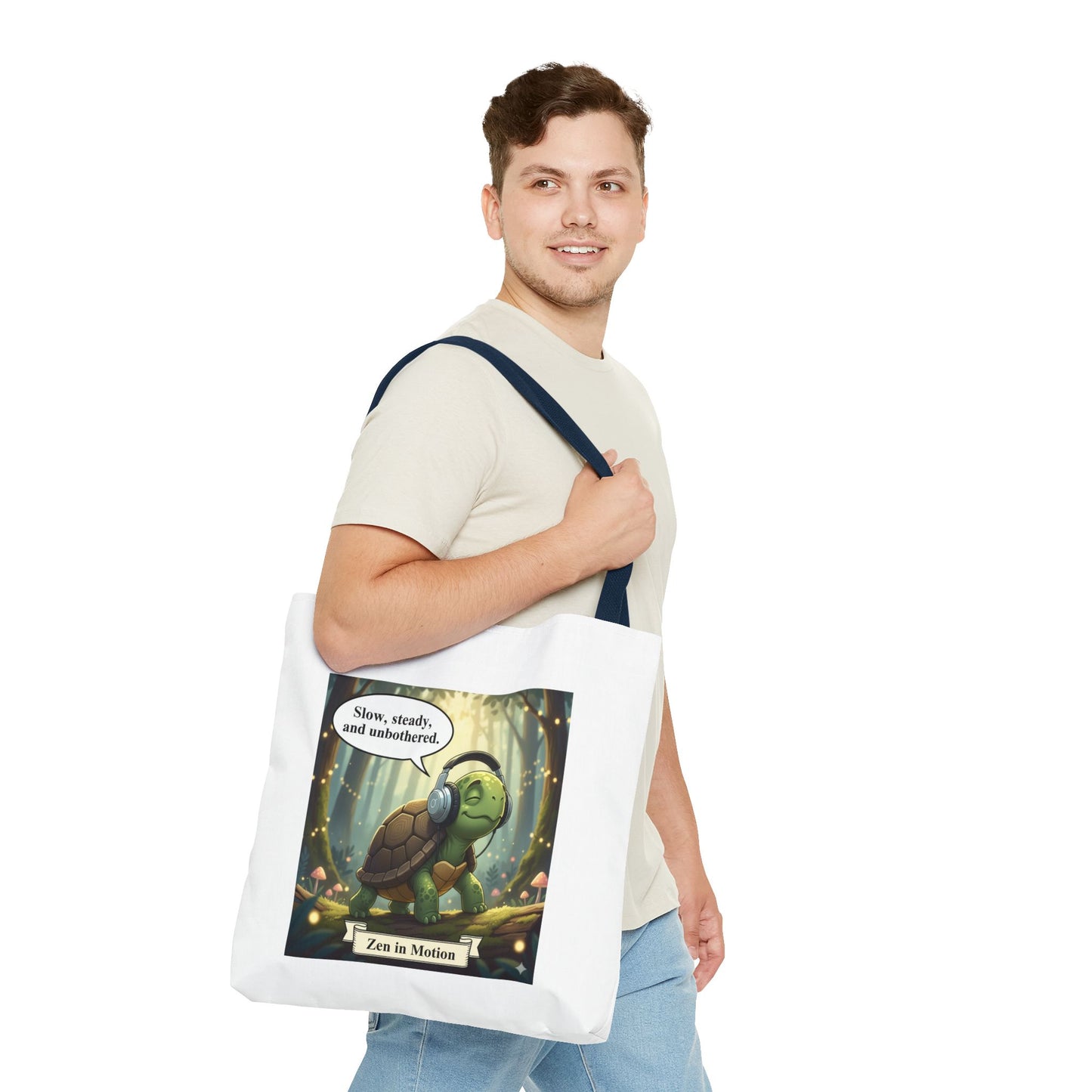Zen Turtle Tote Bag - Slow and Steady, Inspirational Bag for Nature Lovers, Eco-Friendly Shopping, Gift for Friends, Yoga, Mindfulness
