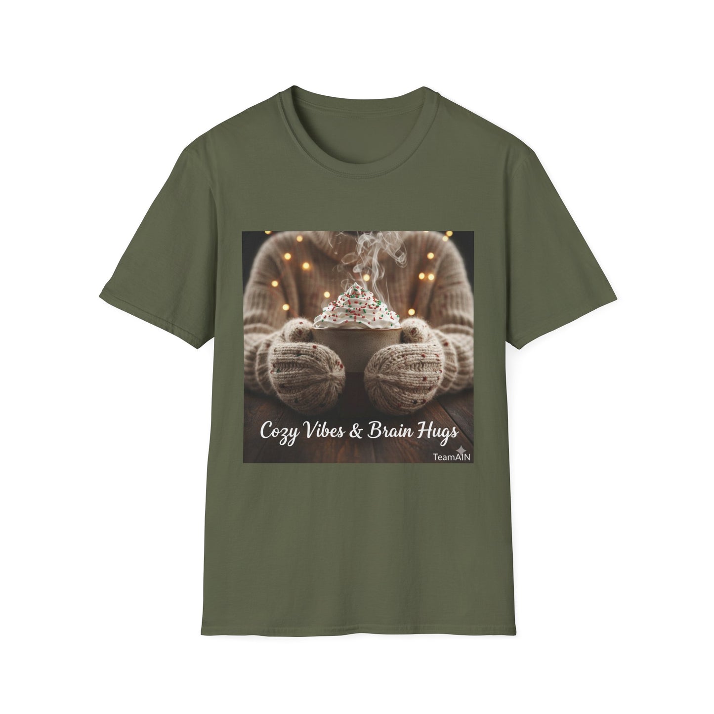 Cozy Vibes & Brain Hugs T-Shirt – Neurodivergent Comfort Holiday Tee