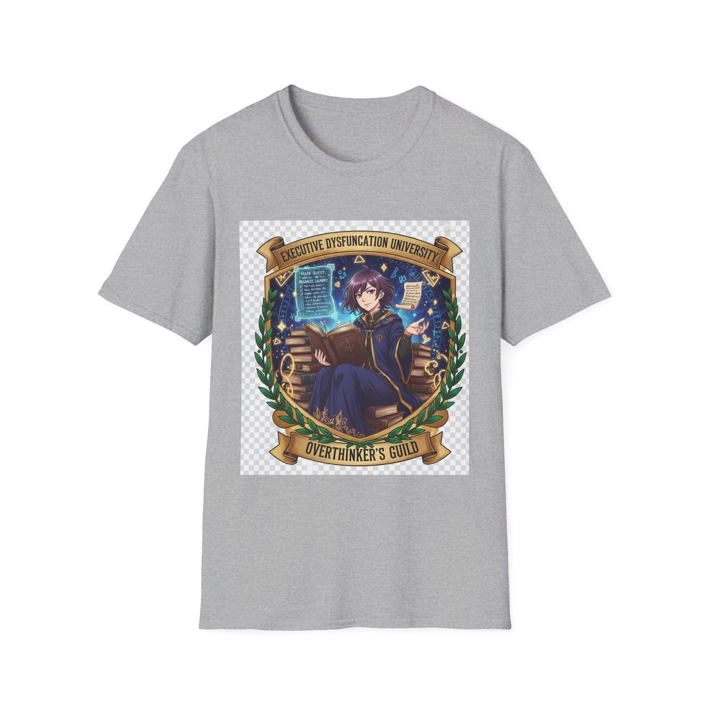 Executive Dysfunction University T-Shirt | Anime Overthinker’s Guild Tee, ADHD Humor Shirt, Otaku Academia Pride Top