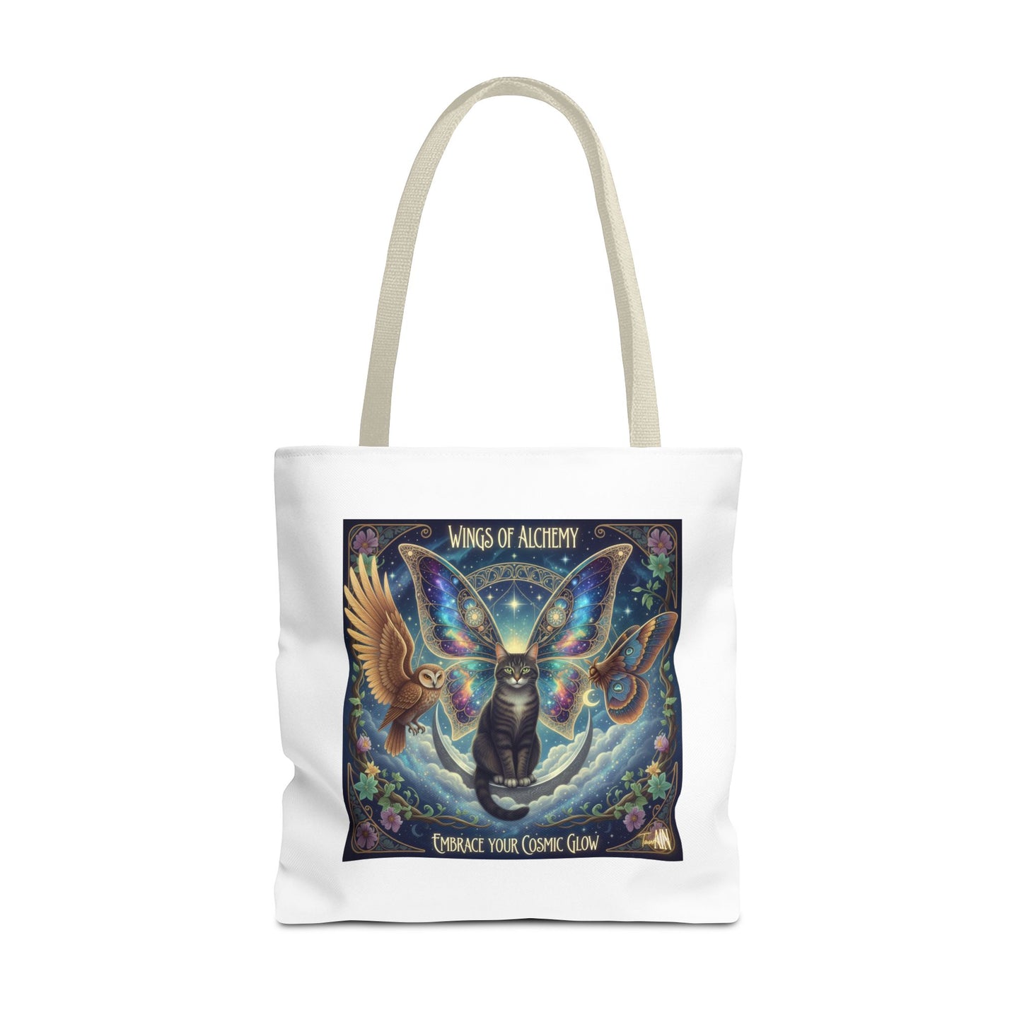 Mystical Cat Tote Bag - Wings of Alchemy, Perfect for Gifts, Shopping, Eco-Friendly Use, Festival Companion, Art Lovers
