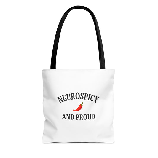 Neurospicy Pride Tote Bag - Fun Gift for Neurodivergent Friends, Shopping, Beach, Cute Carry-All, AOP Design