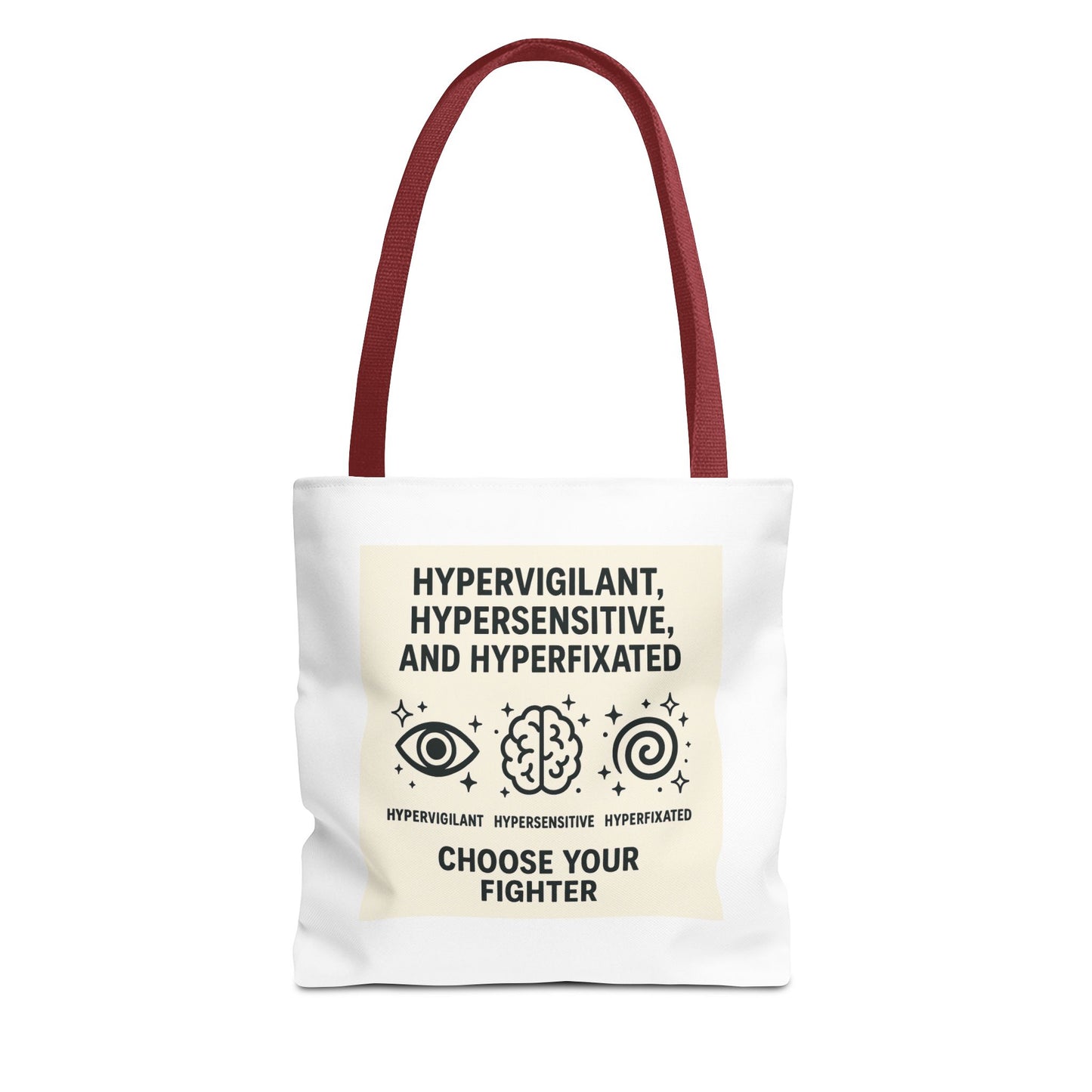 Hypervigilant Tote Bag - Choose Your Fighter, Eco-Friendly Bag, Gift for Mental Health Awareness, Adjustable Shoulder Bag