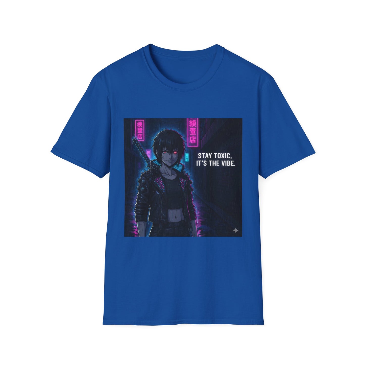 Cyberpunk Samurai T-Shirt – “Stay Toxic, It’s the Vibe” | Dark Anime Streetwear Graphic Tee