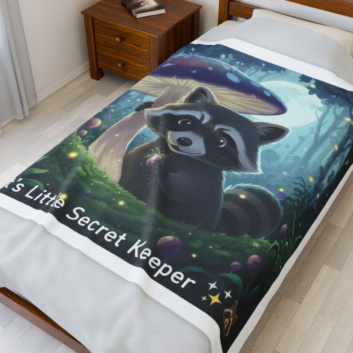 Night’s Little Secret Keeper Raccoon Blanket | Enchanted Forest Throw