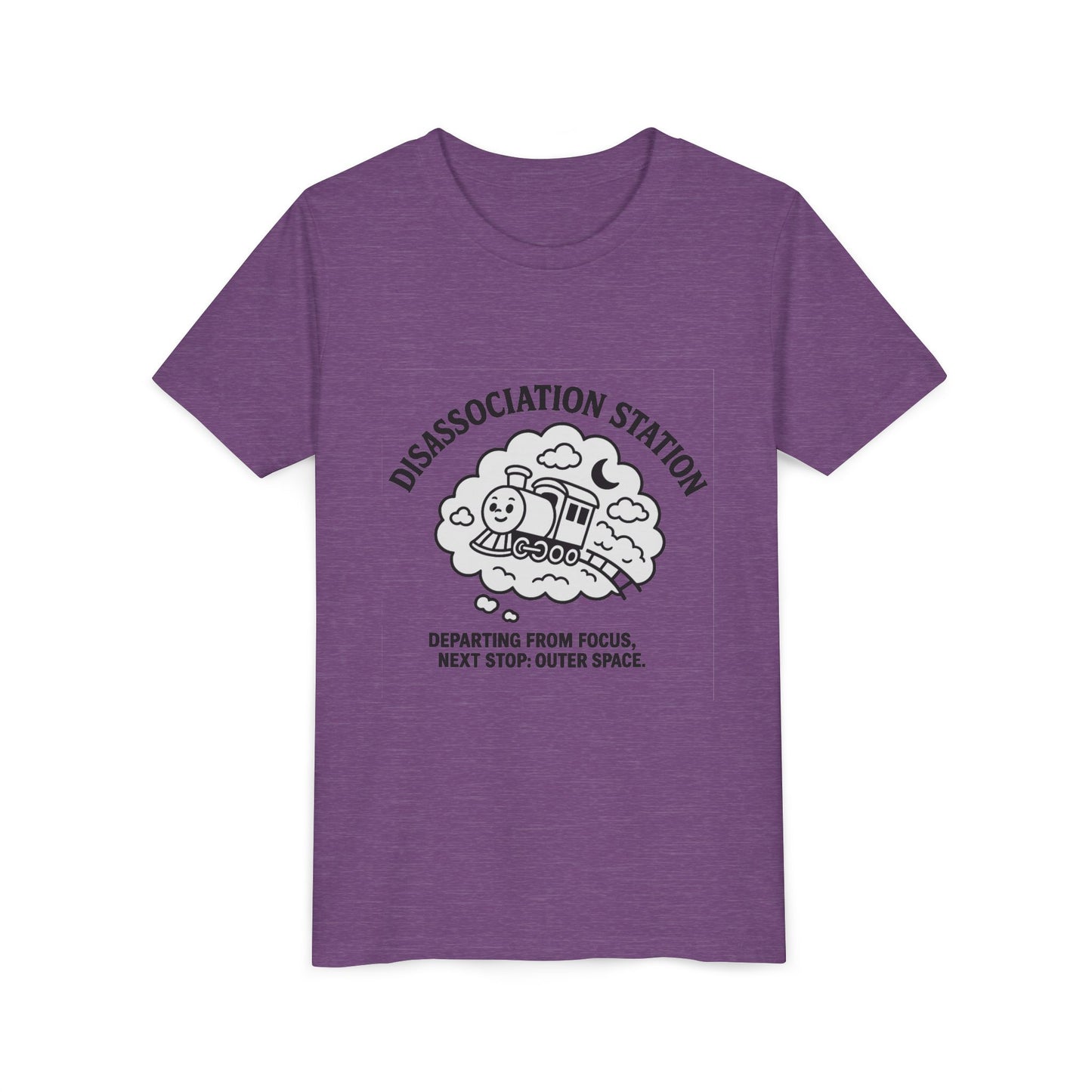 Disassociation Station Kids Tee - Fun Train Graphic, Youth Short Sleeve Shirt, Gift for Kids, Casual Everyday Wear, Cool Summer Top