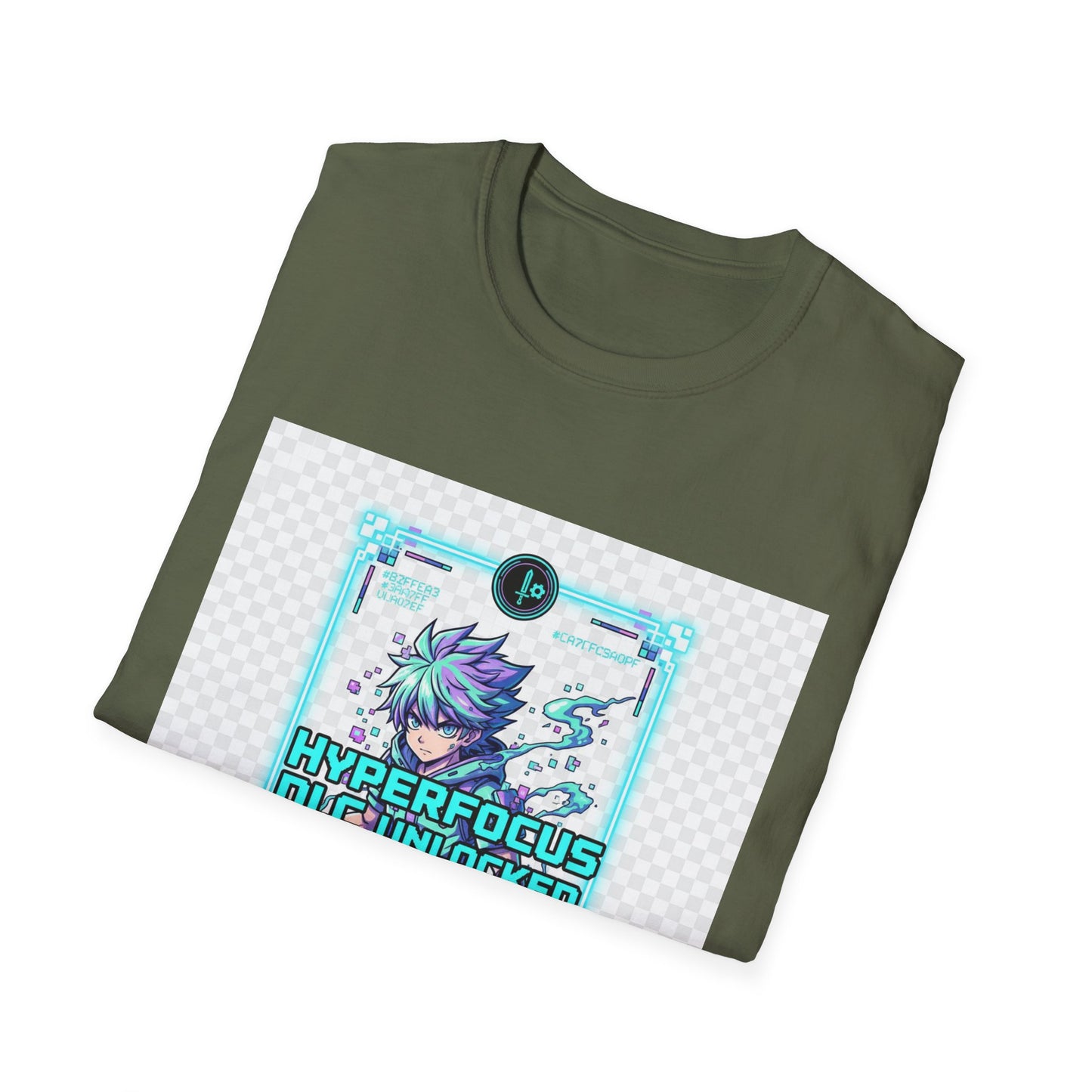 Cyberpunk Anime T-Shirt – Glitchcore Blue Neon Tee | Neurospicy Gamer Shirt, Otaku Aesthetic Clothing, Vaporwave Core Top